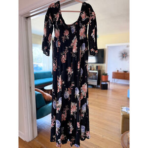 Torrid Black Floral Smocked Maxi Dress 2X